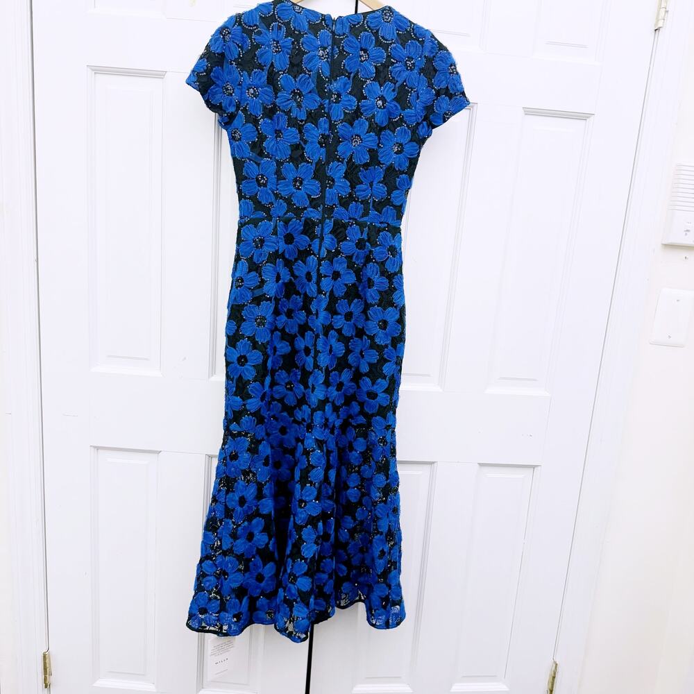 Milly Tahlia Tulle Embroidery Dress in Cobalt/Black - Picture 8 of 11